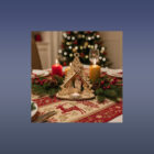 Drevený betlehem s miestom pre čajovú sviečku