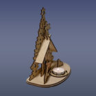 Drevený betlehem s miestom pre čajovú sviečku, pohlad z boku