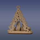 Drevený betlehem s miestom pre čajovú sviečku pohľad zo zadu