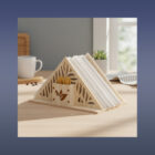 Drevený stojan na servítky s oddelením na špáradlá varianta B na stole