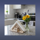 Drevený stojan na servítky s oddelením na špáradlá varianta B realny pohľad