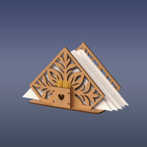 Drevený stojan na servítky s oddelením na špáradlá varianta C - produkt