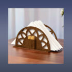 Drevený stojan na servítky s oddelením na špáradlá varianta D