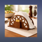 Drevený stojan na servítky s oddelením na špáradlá varianta D - položený na stole