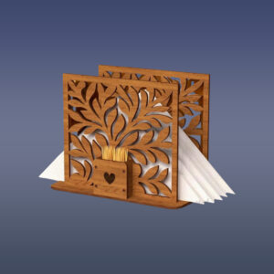 Drevený stojan na servítky s oddelením na špáradlá varianta E