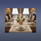 Drevený stojan na servítky s oddelením na špáradlá varianta E - na slavnostne prestretom stole