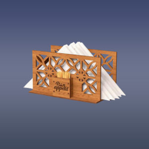 Drevený stojan na servítky s oddelením na špáradlá varianta F - čistý produkt