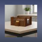 Drevený organizér na servítky s oddelením na špáradlá varianta G - fotografia na stole